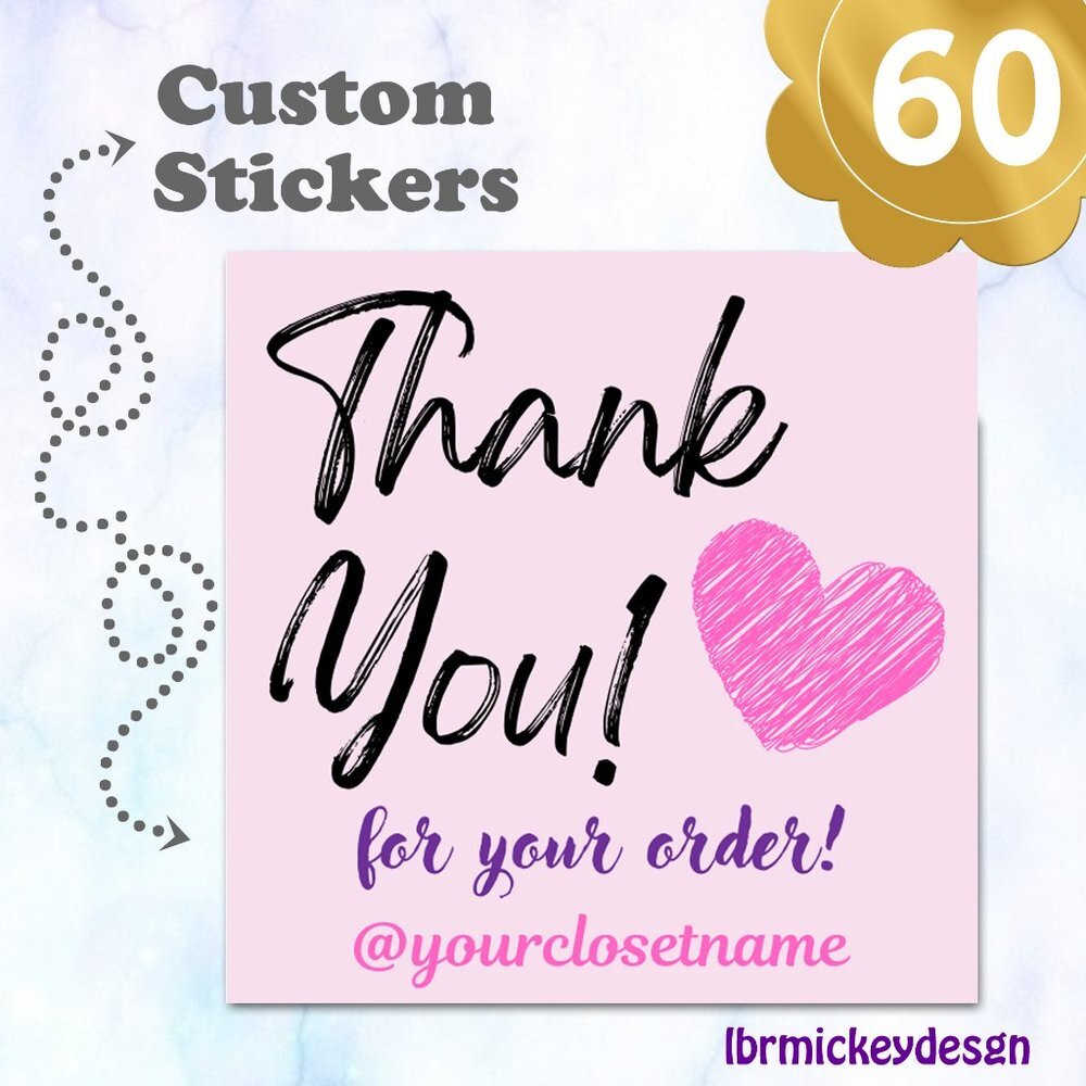 ♥️ 5x25 / 60 Thank You Stickers